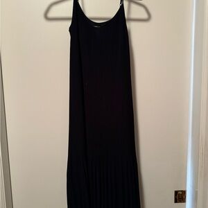 Abercrombie & Fitch Black Slip Midi Dress with Spaghetti Straps for Cocktail